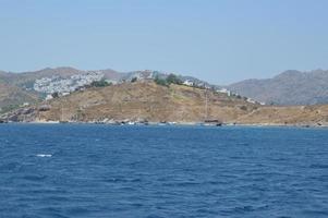 Aegean Sea in Turkey, panorama of mountains and coast photo