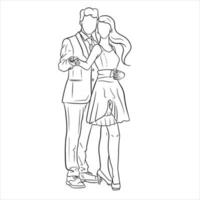 The girl and the guy are hugging. A girl in a dress. The guy in the suit. vector