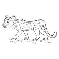 Animal character funny cheetah in line style. Children's illustration.