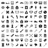 100 medicine icons set, simple style vector