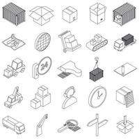 Logistics icons set, isometric 3d style vector