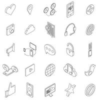Internet icons set, isometric 3d style vector