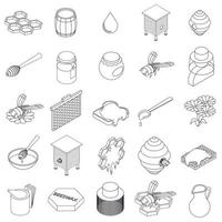Beekeeping icons set, isometric 3d style vector