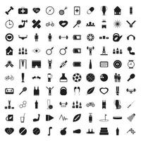 100 sport game icons set, simple style vector