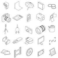 Photo studio equipment icons set vector