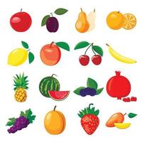 conjunto de iconos de frutas, estilo de dibujos animados vector