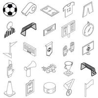 Soccer icons set, isometric 3d style vector