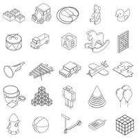 Children toys icons set, isometric 3d style vector