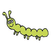 Cartoon doodle hand drawn caterpillar isolated on white background. vector