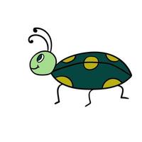 Cute cartoon doodle linear bug isolated on white background. vector