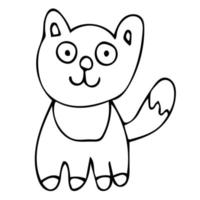 gato lindo del doodle de la historieta aislado en el fondo blanco. estilo infantil. vector