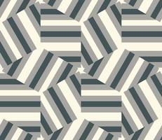 Abstract cube geometric seamless pattern with stripes, rhombuses. Striped mosaic, tile background, wrapping paper. vector