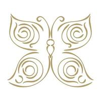 Linear curly hand drawn butterfly isolated on white background. Sketch butterfly icon. vector