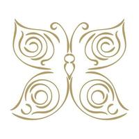 Linear curly hand drawn butterfly isolated on white background. Sketch butterfly icon. vector