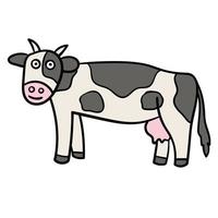 Cartoon doodle linear  cow isolated on white background. vector