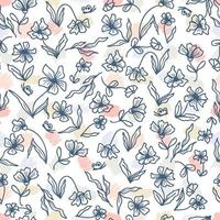 Flowers seamless pattern on spotted background. vector