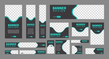 conjunto de banners web creativos de tamaño estándar con un lugar para fotos. banner de anuncios comerciales. plantilla vertical, horizontal y cuadrada. vector