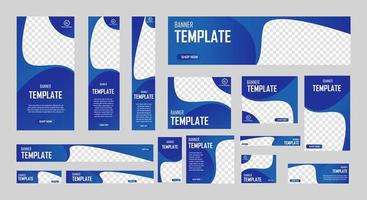 set of creative web banners of standard size with a place for photos. Business ad banner. Vertical, horizontal and square template. vector illustration EPS 10