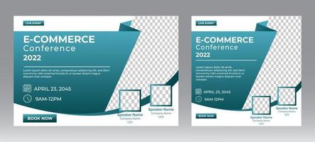 Ecommerce Sales Marketing live webinar banner invitation and social media post template. Business webinar invitation design. Vector EPS 10