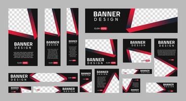 conjunto de banners web creativos de tamaño estándar con un lugar para fotos. banner de anuncios comerciales. plantilla vertical, horizontal y cuadrada. ilustración vectorial eps 10 vector