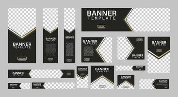 conjunto de banners web creativos de tamaño estándar con un lugar para fotos. banner de anuncios comerciales. plantilla vertical, horizontal y cuadrada. ilustración vectorial eps 10 vector