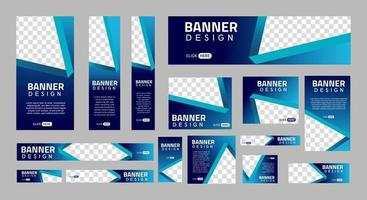 conjunto de banners web creativos de tamaño estándar con un lugar para fotos. banner de anuncios comerciales. plantilla vertical, horizontal y cuadrada. ilustración vectorial eps 10 vector