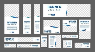 conjunto de banners web creativos de tamaño estándar con un lugar para fotos. banner de anuncios comerciales. plantilla vertical, horizontal y cuadrada. ilustración vectorial eps 10 vector