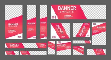 conjunto de banners web creativos de tamaño estándar con un lugar para fotos. banner de anuncios comerciales. plantilla vertical, horizontal y cuadrada. ilustración vectorial eps 10 vector