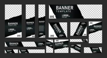 conjunto de banners web creativos de tamaño estándar con un lugar para fotos. banner de anuncios comerciales. plantilla vertical, horizontal y cuadrada. ilustración vectorial eps 10 vector