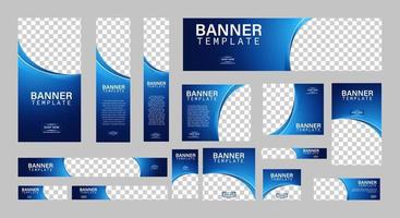 conjunto de banners web creativos de tamaño estándar con un lugar para fotos. banner de anuncios comerciales. plantilla vertical, horizontal y cuadrada. ilustración vectorial eps 10 vector