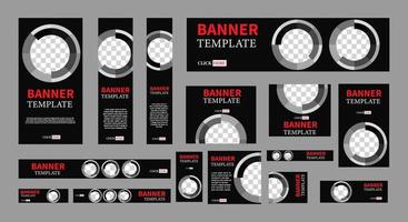 Conjunto de banners web creativos de tamaño estándar con un lugar para fotos. vector