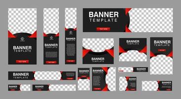 conjunto de banners web creativos de tamaño estándar con un lugar para fotos. banner de anuncios comerciales. plantilla vertical, horizontal y cuadrada. ilustración vectorial eps 10 vector