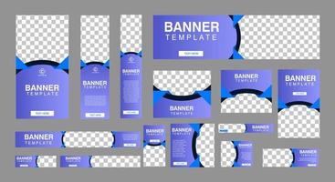 conjunto de banners web creativos de tamaño estándar con un lugar para fotos. banner de anuncios comerciales. plantilla vertical, horizontal y cuadrada. ilustración vectorial eps 10 vector