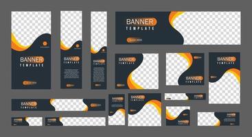 set of creative web banners of standard size with a place for photos. Vertical, horizontal and square template. vector illustration