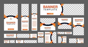 conjunto de banners web creativos de tamaño estándar con un lugar para fotos. banner de anuncios comerciales. plantilla vertical, horizontal y cuadrada. ilustración vectorial eps 10 vector