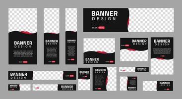 conjunto de banners web creativos de tamaño estándar con un lugar para fotos. banner de anuncios comerciales. plantilla vertical, horizontal y cuadrada. ilustración vectorial eps 10 vector