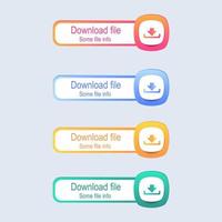 conjunto de diseño de botones de iconos de descarga. colorido paquete de botones de descarga para sitios web, anuncios, interfaz de usuario y proyectos. vector eps 10