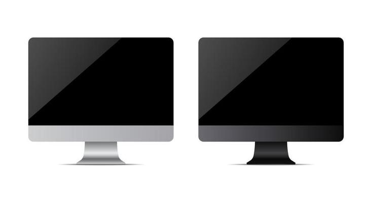 Realistic Modern Monitor Design. Vector Illustration. Mock Up Isolated On White Background