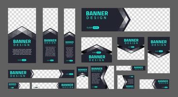 set of creative web banners of standard size with a place for photos. Business ad banner. Vertical, horizontal and square template. vector