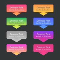 conjunto de diseño de botones de iconos de descarga. colorido paquete de botones de descarga para sitios web, anuncios, interfaz de usuario y proyectos. vector eps 10