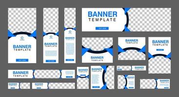 conjunto de banners web creativos de tamaño estándar con un lugar para fotos. banner de anuncios comerciales. plantilla vertical, horizontal y cuadrada. ilustración vectorial eps 10 vector