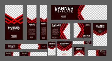 conjunto de banners web creativos de tamaño estándar con un lugar para fotos. banner de anuncios comerciales. plantilla vertical, horizontal y cuadrada. ilustración vectorial eps 10 vector