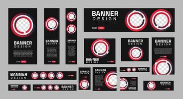 conjunto de banners web creativos de tamaño estándar con un lugar para fotos. banner de anuncios comerciales. plantilla vertical, horizontal y cuadrada. ilustración vectorial eps 10 vector