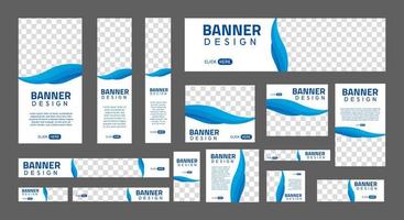 conjunto de banners web creativos de tamaño estándar con un lugar para fotos. banner de anuncios comerciales. plantilla vertical, horizontal y cuadrada. ilustración vectorial eps 10 vector