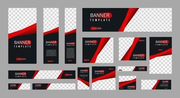 set of creative web banners of standard size with a place for photos. Business ad banner. Vertical, horizontal and square template. vector illustration EPS 10