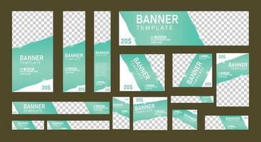 conjunto de banners web creativos de tamaño estándar con un lugar para fotos. banner de anuncios comerciales. plantilla vertical, horizontal y cuadrada. ilustración vectorial eps 10 vector