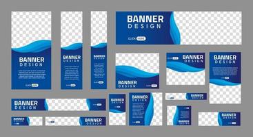 conjunto de banners web creativos de tamaño estándar con un lugar para fotos. banner de anuncios comerciales. plantilla vertical, horizontal y cuadrada. ilustración vectorial eps 10 vector