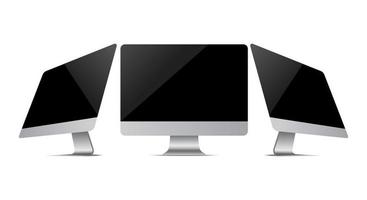 Realistic Modern Monitor Design. Vector Illustration. Mock Up Isolated On White Background