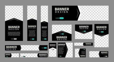 set of creative web banners of standard size with a place for photos. Business ad banner. Vertical, horizontal and square template. vector