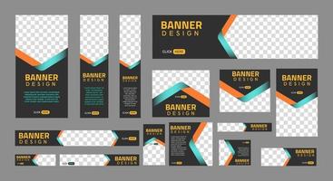 conjunto de banners web creativos de tamaño estándar con un lugar para fotos. banner de anuncios comerciales. plantilla vertical, horizontal y cuadrada. vector